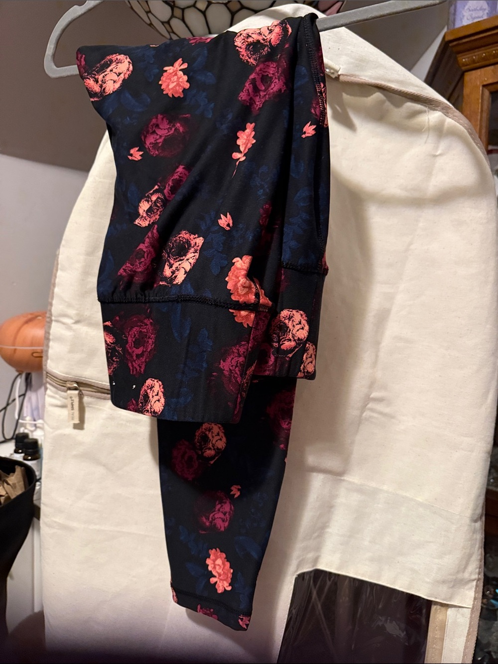 Livi Active Black Leggings with Pink & Coral Floral Print
